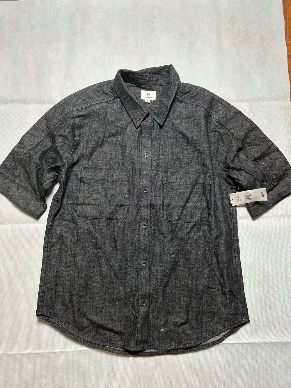 AG Adriano Goldschmied black denim short sleeve button up shirt size small NWT